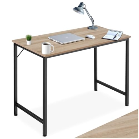 tectake® Schreibtisch, Computertisch, Bürotisch, PC Tisch, Möbel für Arbeitszimmer, Home Office, Büro, Kleiner Schreibtisch, Tischgestell mit Tischplatte - Industrial Holz hell, Eiche Sonoma, 100 cm