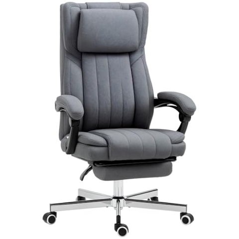 Vinsetto Stuhl Bürostuhl Bürostuhl ergonomischer Stuhl höhenverstellbare Rückenlehne neigbare Armlehne Fußstütze und Kopfstütze Bürostuhl mit Lenkrollen 65x61x105-113cm dunkelgrau