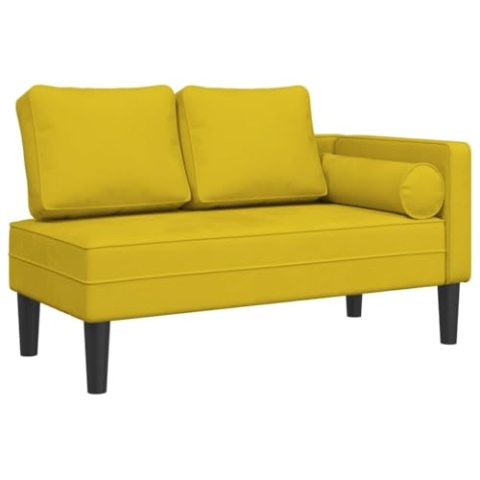 vidaXL Chaiselongue, Indoor Lounge Sofa mit Kissen, Gepolsterte Recamiere für Wohnzimmer Schlafzimmer Büro, Relaxliege Couch, Gelb Samt