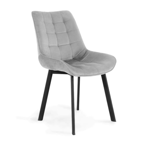 HOMLA Colin Veloursstuhl mit Schwarzen Beinen - Stuhl für Esszimmer Küche Wohnzimmer - Bequem und Praktisch - Haltbares Material - Funktionales Gestaltungselement - Grau 53x51x83 cm