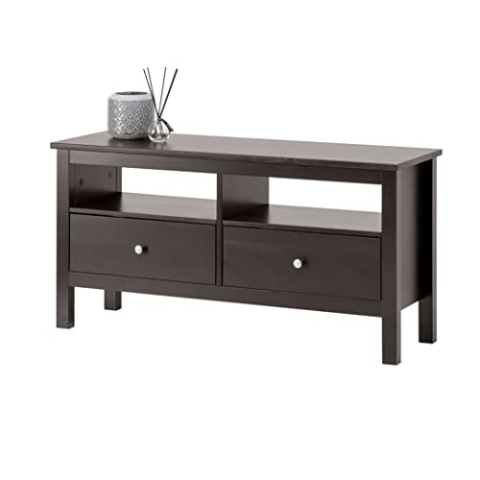 hagge home TV Schrank Holz 110x40 TV Board Holz Fernsehtisch Massivholz TV Lowboard Wohnzimmer Fernsehschrank TV Bank TV Tisch TV Kommode Weiss TV Table Sideboard Kleiner Fernseher Tisch Schwarz
