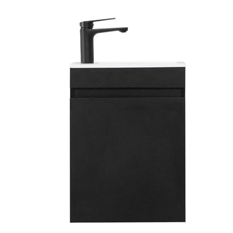 WEBO Toilettenmöbel Komplett-Set, 40x22cm, Mattschwarz, mit Überlauf, Armatur, Siphon und Click-Ablauf