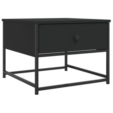 vidaXL Couchtisch, Beistelltisch mit viel Stauraum, Wohnzimmertisch Sofatisch mit verstellbaren Beinen, Tisch Kaffeetisch Teetisch, Schwarz Holzwerkstoff