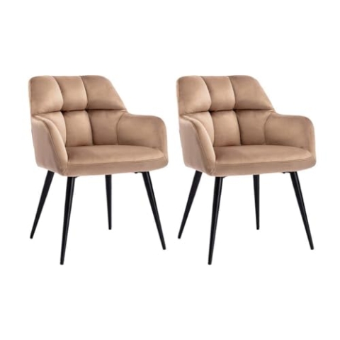 Vente-unique Pascal MORABITO-Stuhl 2er-Set - Samt & Metall - Beige - PEGA von Pascal MORABITO
