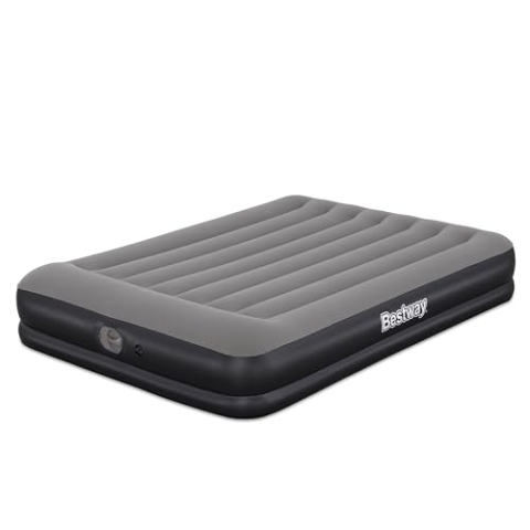 Bestway TriTech Doppelluftbett mit USB-Elektropumpe, 203 x 152 x 36 cm, 2 Personen, bis 300 kg, I-Beam Konstruktion, Integriertes Kopfkissen, Beflockte Oberfläche, Innen- und Außeneinsatz, USB-Kabel