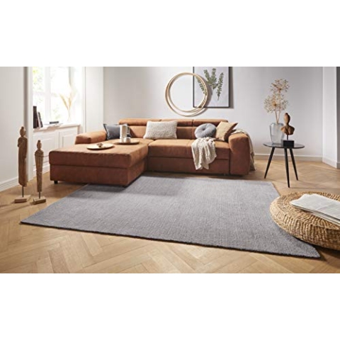 Teppich Supersoft Kurzflor Wohnzimmer-Teppich Modern Flauschig Weich Einfarbig für Wohnzimmer Küche Flur oder Schlafzimmer Hellgrau 120x170 cm