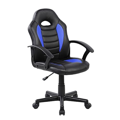 Rocada // Ergonomischer Gamer-Stuhl, drehbarer Gaming-Stuhl, atmungsaktiv, Stuhl mit Wippsitz, höhenverstellbar, Schwarz und Blau