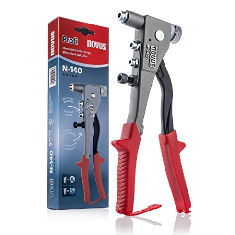 Novus 59043 Blindnietmutternzange N-140, Gerätekörper aus Aluminium und Stahl, Nietmutternzange für Aluminiumnieten, Stahlnieten