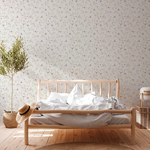 A.S. Création Selbstklebende Tapete Blumen weiß The Wallcover 385621 Möbelfolie Blümchen 8,40x0,53m Made in Germany