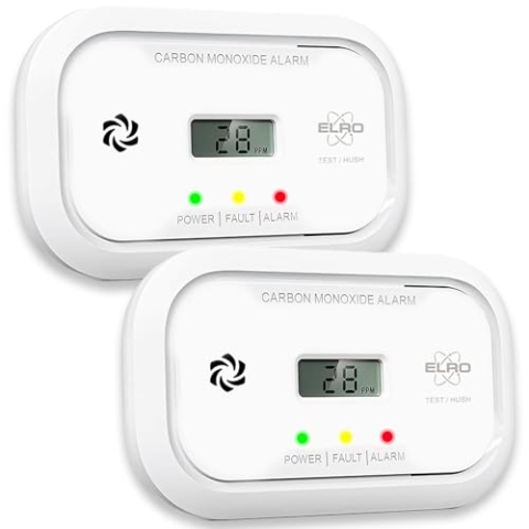2er-Pack ELRO FC5003 Kohlenmonoxidmelder | 10-Jahres-Sensor | Mit Display | 2 Stück