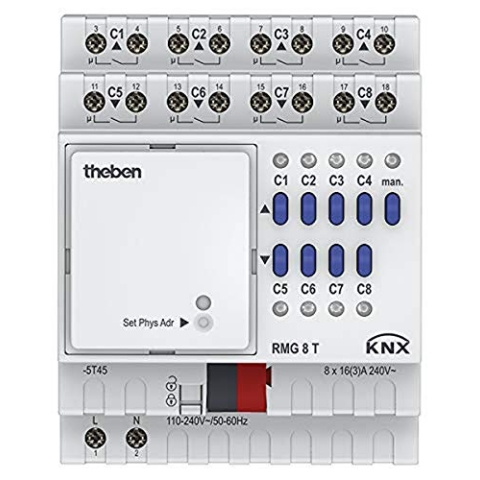Theben 4930200 RMG 8 T KNX Schalt-/Jalousieaktor 4/8-fach, Grundgerät