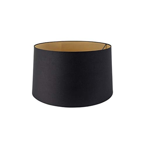 QAZQA Modern Baumwolllampenschirm schwarz 45I50I28 mit Gold I Messingener Innenseite,