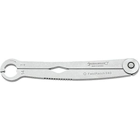 Stahlwille Nr. 240 Ratschenschlüssel FastRatch Schlüsselweite 12 mm und 15/32" L.146,3 mm ideal für Bremsleitungen, Überwurfmuttern