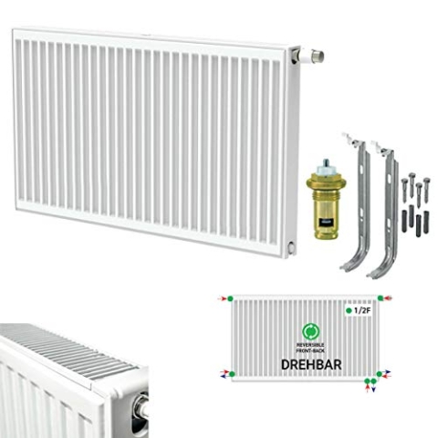Belrad Universalheizkörper Kompakt Ventilheizkörper 6 Anschlüsse T33 700x1200-3254W