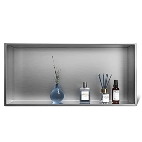 Bernkot Wandnische 304 Edelstahl 60 cm × 30 cm × 10 cm Duschnische gebürstet Keine Fliesen erforderlich Duschnische Einbaunische Dusche Übermontage