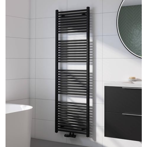 Saqu Badheizkörper Cole Matt Schwarz 60x180 cm 1072W - Design Heizkörper Handtuchwärmer Handtuchtrockner Handtuchheizkörper Handtuchheizung Handtuchheizer Badezimmer Heizung