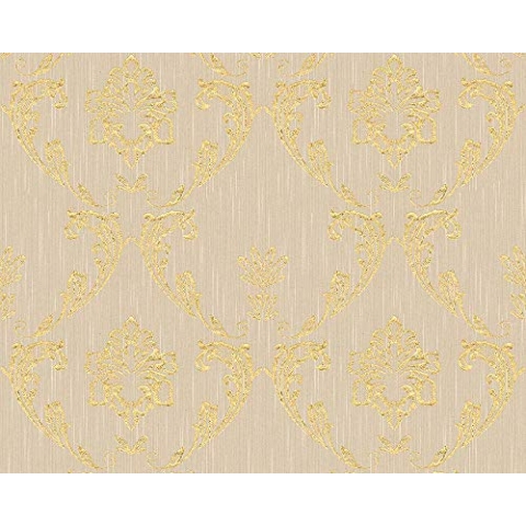 Architects Paper Textiltapete Metallic Silk Tapete mit Ornamenten barock 10,05 m x 0,53 m beige metallic Made in Germany 306582 30658-2