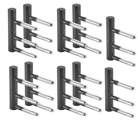 SOTECH 5 Paar Türbänder OLAV 2-teilig mit 3 Gewindebolzen (Ø 15 mm, Stahl, schwarz pulverbeschichtet, DIN-konform, Nylon-Gleitlager, bis 60 kg Tragkraft) Zargenband für Innentüren zum Einbohren