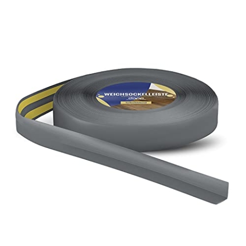 DQ-PP WEICHSOCKELLEISTE | 20m | graphit | 18x18mm | PVC | selbstklebend | Knickwinkel Fussleisten Gummileiste Sockelleiste Winkelprofil Abschlussleiste Bodenleiste