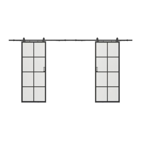 Vente-unique - Doppel-Schiebetür mit Laufschiene - Aluminium & Sicherheitsglas mattiert - 2 x 205 x 83 cm - WILDEN II