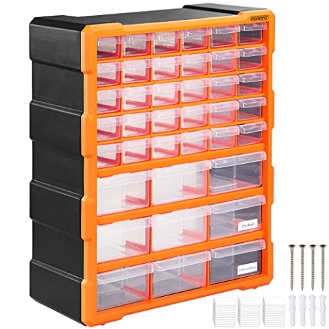 MONZANA® Sortimentskasten MW1502 39 Schubladen 47,5x38x16cm Trennwände bis 72 Fächer Werkstatt Sortierbox Sortierkasten