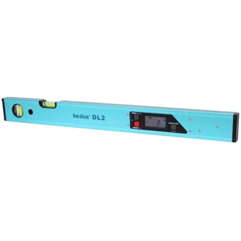 hedue® Digitale Wasserwaage DL2 - Wasserwaage 80 cm mit beleuchtetem LCD-Display, Neigungsmesser in Grad, Prozent, Millimeter/Meter oder Inch/Fuß