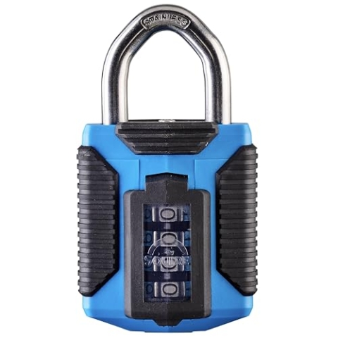 Hochleistungszahlenschloss von Squire (CP50) - Widerstandsfähiger Bügel - 4 stelliges Zahlenschloss - Legierter Stahl für Korrosionsbeständigkeit - Wetterfestes Schloss für Haus,Schuppen (Blue, 50 mm)
