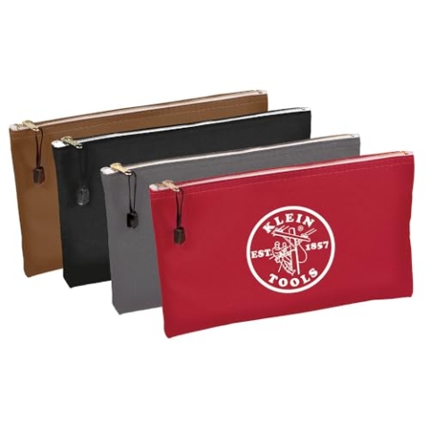 Werkzeugtasche mit Reißverschluss in Braun, Schwarz, Grau, Rot, 32,5 cm Leinwand, 4 Stück Klein Tools 5141, Rot, Grau, Schwarz, Braun