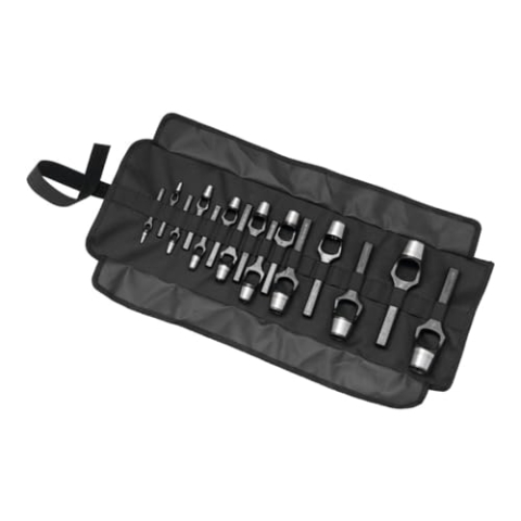 Rennsteig Henkellocheisen (Set, 15-teilig, Ø 2-30 mm, Locheisensatz, Locheisen, Lochstanzer, Stanzer für Gummi, Leder, Filz, Kunststoff, Kork, Stoff, Stanzwerkzeug) 1409020