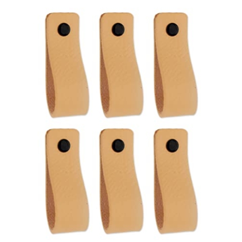 Brute Strength - Ledergriffe für Möbel - Natur - 12 Stück - 16,5 x 2,5 cm - Schrankgriff, Türgriff für Küche, Bad, Schränke, Kommode, Holz