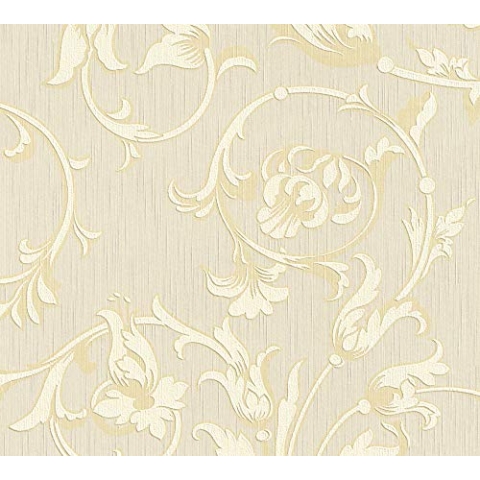 Architects Paper Textiltapete Tessuto Tapete mit Ornamenten floral 10,05 m x 0,53 m beige gelb metallic Made in Germany 956332 95633-2