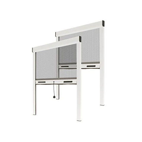 Fliegengitter Insektenschutzrollo Aluminium für Fenster - Weiss, B150x H 230 cm - Fiberglas Fliegengitternetz - Fliegengitterrollo Insektenschutz