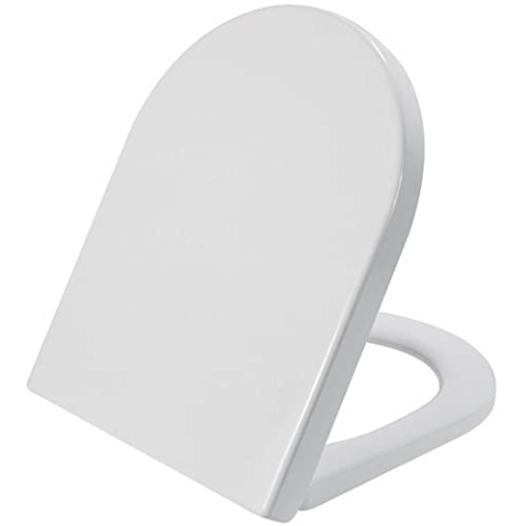 Saqu Touch Toilettsitz mit Softclose und Quick Release 35,9x46,4x5 cm - MattWeiß - Toilettendeckel mit Absenkautomatik, Klodeckel Toilettensitz