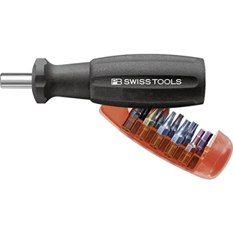 PB Swiss Tools Bit Schraubendreher PB 6510.20 | 100% Swiss Made | 10-in-1 Tool Insider Pro mit 10 Precision Bits Schlitz/Kreuzschlitz Pozidriv/Torx/Innensechskant