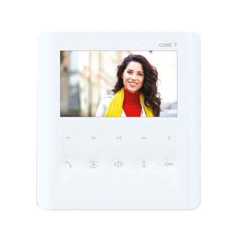CAME PLX V, 840CH-0110 Video-Innensprechstelle mit Freisprechfunktion, 5" LCD-Display, Soft-Touch-Tasten, Zusatzsteuerungen, matt weiß, ideal für Gegensprechanlagen und Wohnungssicherung