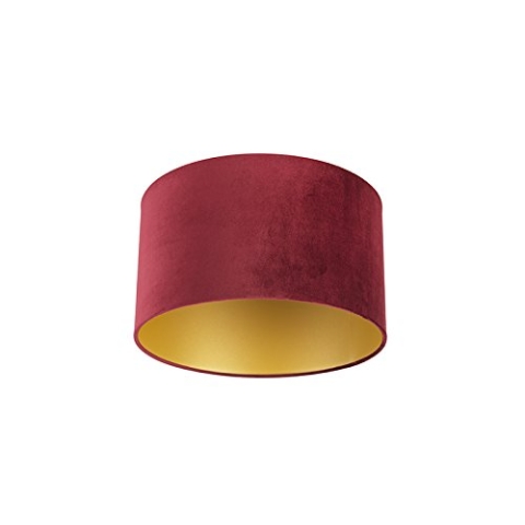 QAZQA Baumwolle Velour Lampenschirm rot 35I35I20 mit Gold I Messingener Innenseite,