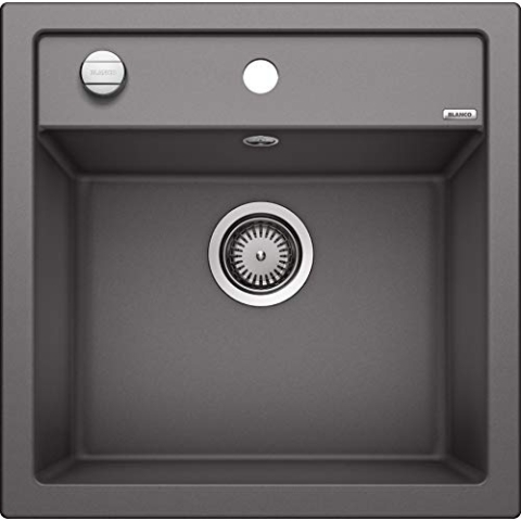 BLANCO DALAGO 5 | Granitspüle aus SILGRANIT felsgrau | Einbauart: Einbau von Oben | für 50 cm breite Unterschränke | Großes Beckenvolumen für optimale Nutzung | Reinigungsfreundliche Öberfläche