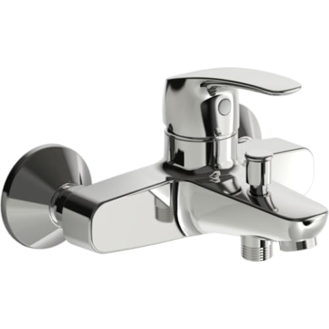 Hansa 45112183 Badewanne Armatur Mischbatterie für Wandaufbau HANSAPINTO | automatische Rückstellung Brause/Wanne, Luftsprudler|20/19l/min, Ausladung: 166mm