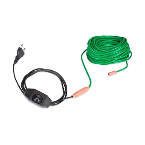 Waldbeck Greenwire Select 20 Pflanzenwärmekabel, Länge: 20 m Heizleitung + 2 m Stromzuleitung, mit Thermostat, 5-25 °C über der Umgebungstemperatur, Heizleistung: 6 W/m, Schutzklasse: IP68