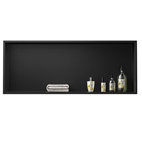 Bernkot Duschnische 304 Edelstahl 90 cm × 30 cm × 10 cm Wandnische Schwarz für Badezimmeraufbewahrung Keine Fliesen erforderlich Duschnische Einbaunische Dusche Übermontage