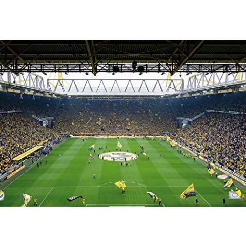 A.S. Création Fototapete Schwarz Gelb Grün - BVB Choreo Fußball-Stadion Verein Wanddekoration - Vliestapete 3,84 x 2,60m Tapete Wohnzimmer Schlafzimmer