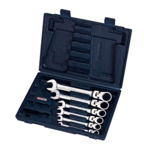 KS Tools 503.4859 GEARplus Gelenk-Ratschenringmaulschlüssel-Satz, 6-tlg.feststellbar