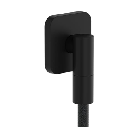 hansgrohe FixFit Fine Q - Schlauchanschluss Dusche, universaler Wandanschluss mit Rückflussverhinderer, Wandanschlussbogen, Mattschwarz , 28884670