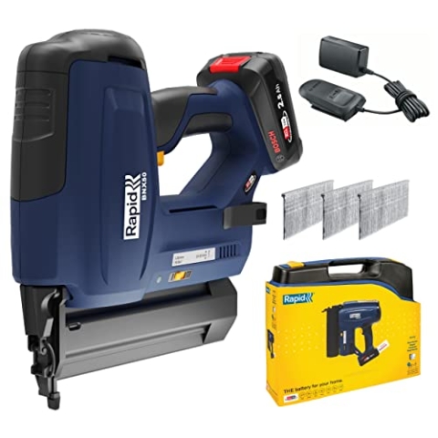 Rapid BNX50 Akku-Nagler 18V P4A – Kabellose Nagelpistole für Nägel Typ 8 (20–50 mm) – Inkl. 2,5Ah Akku, Ladegerät und Koffer – Kompatibel mit Bosch POWER FOR ALL Akku