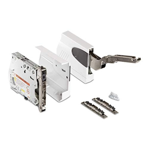 Klappenbeschlag Blum® AVENTOS HK für Tip-On 20K2501T (LF 750-2500) mit Blumotion für Hochklappen Öffnungswinkel 107° inkl. Abdeckkappen seidenweiß und Frontbefestigungsset