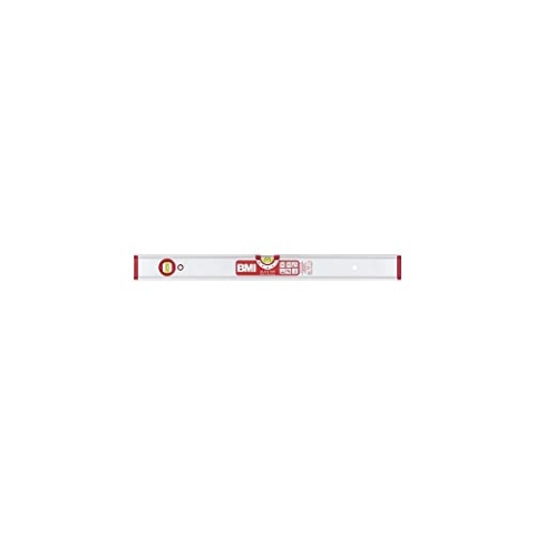 BMI Alu-Profil Wasserwaage ALUSTAR (60 cm lang, kantenlose Horizontal-Libelle mit Lupen-Effekt, hohe Messgenauigkeit 0,5 mm/m, mit Gummiendkappen) 694060E