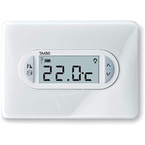 Came Digitales Thermostat TA/450 für die Wand mit weißem Gehäuse, LCD-Display, batteriebetrieben, Differential- und Proportionale Temperaturregelung zur Optimierung von Komfort und Energie