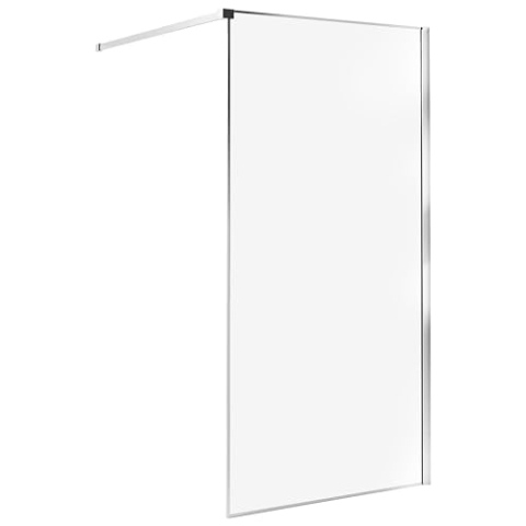 Duschwand ohne Türen aus Sicherheitsglas 100 x 190 cm silber Waspam