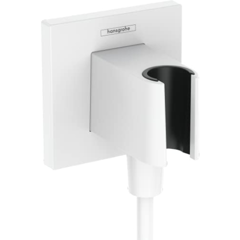 hansgrohe Wandanschluss mit Duschkopfhalterung FixFit E, Mattweiß