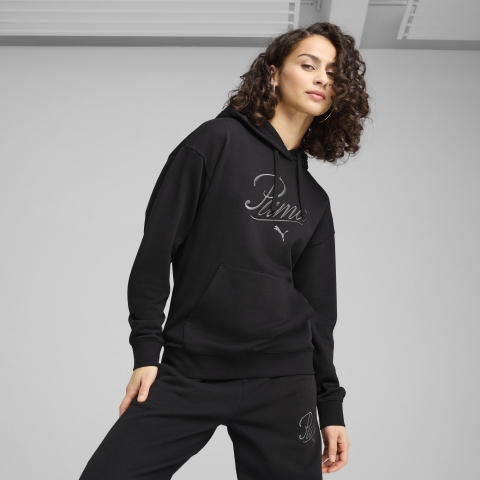 PUMA ESS SCRIPT Comfort Hoodie Damen, Kleidung, Schwarz, XL